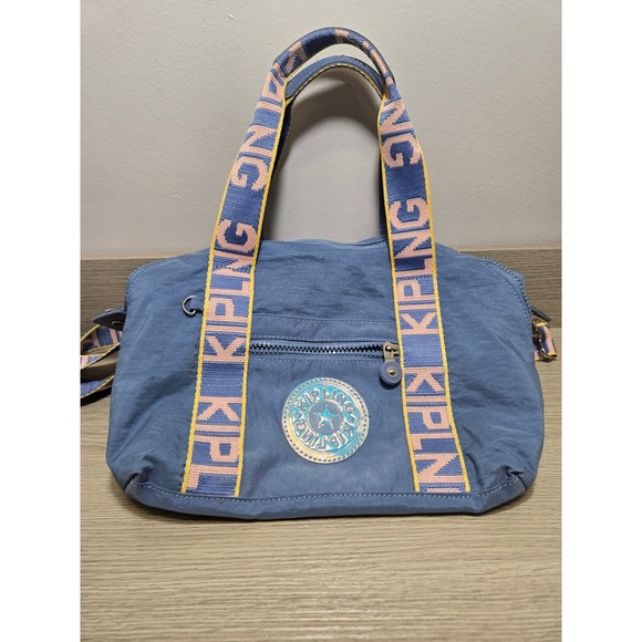Kipling Handbags - Kipling Blue Nylon Satchel Handbag Iridescent Logo Crossbody Bag